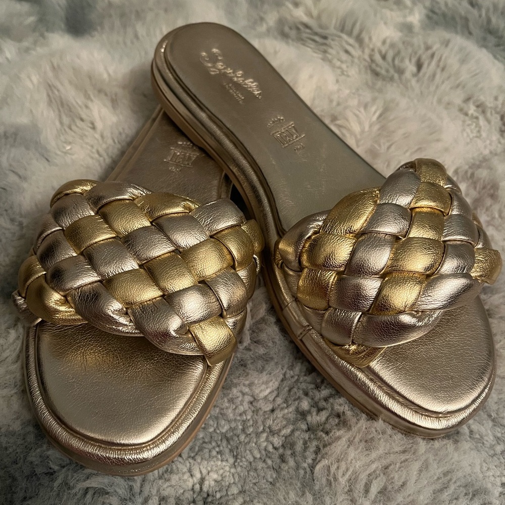 Seychelles Gold and Silver Slide Sandals
